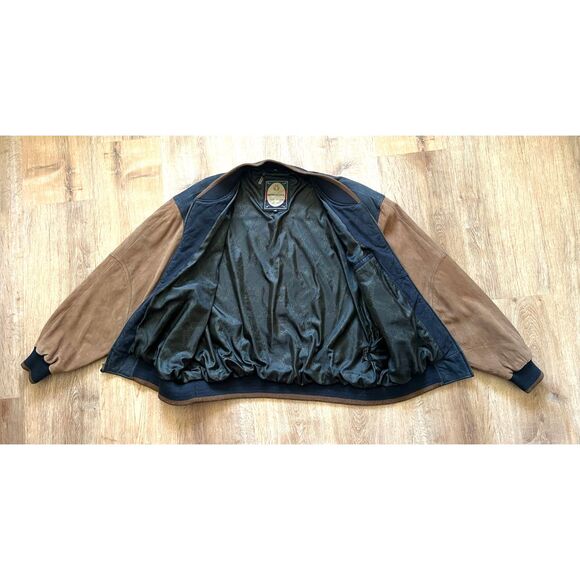 Members Only Blue Brown Leather Suede Full Zip Jacket Coat  Mens Size 2XL - Picture 4 of 11